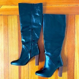 Sezane High Amelie Black Leather Boots